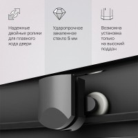 Душевой уголок Am.Pm Gem 90 х 90 см, профиль черный матовый, стекло прозрачное, W90G-401A090BT