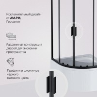 Душевой уголок Am.Pm Gem 90 х 90 см, профиль черный матовый, стекло прозрачное, W90G-401A090BT