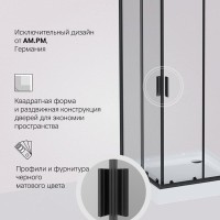 Душевой уголок Am.Pm Gem 90 х 90 см, профиль черный матовый, стекло прозрачное, W90G-403-090BT