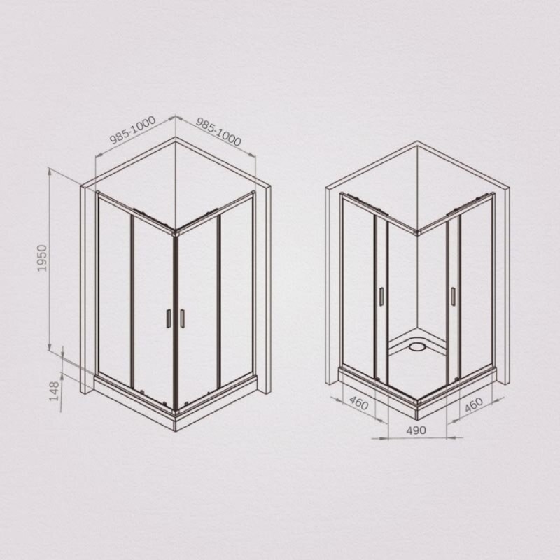 Душевой уголок Am.Pm Gem W90G-403-100100-BT, 100 x 100 см, стекло прозрачное, профиль черный матовый