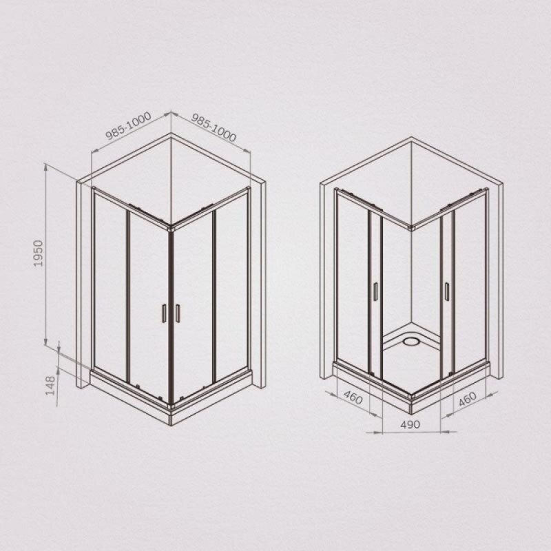 Душевой уголок Am.Pm Gem W90G-403-100100-MT, 100 x 100 см, стекло прозрачное, профиль хром матовый