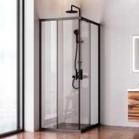 Душевой уголок Am.Pm Gem W90G-403-100280-BT, 100 x 80 см, стекло прозрачное, профиль черный матовый