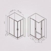 Душевой уголок Am.Pm Gem W90G-403-100280-BT, 100 x 80 см, стекло прозрачное, профиль черный матовый