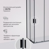 Душевой уголок Am.Pm Gem W90G-403-100280-BT, 100 x 80 см, стекло прозрачное, профиль черный матовый