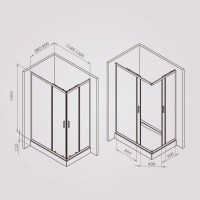 Душевой уголок Am.Pm Gem W90G-403-120290-BT, 120 x 90 см, стекло прозрачное, профиль черный матовый