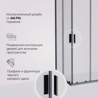 Душевой уголок Am.Pm Gem W90G-403-8080-BT, 80 x 80 см, стекло прозрачное, профиль черный матовый