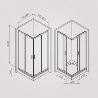 Душевой уголок Am.Pm Gem W90G-403-8080-BT, 80 x 80 см, стекло прозрачное, профиль черный матовый