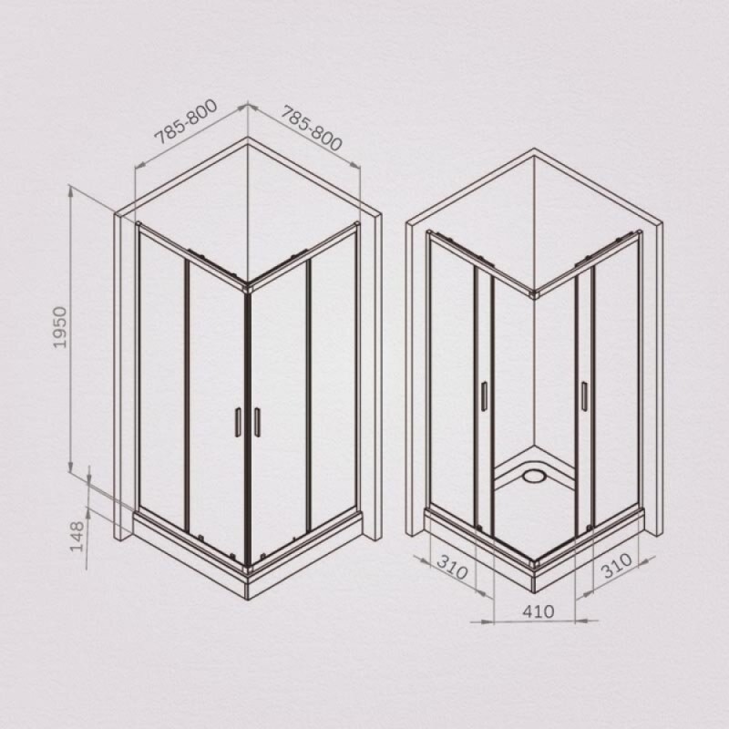Душевой уголок Am.Pm Gem W90G-403-8080-BT, 80 x 80 см, стекло прозрачное, профиль черный матовый