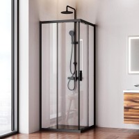 Душевой уголок Am.Pm Gem W90G-403-8080-BT, 80 x 80 см, стекло прозрачное, профиль черный матовый