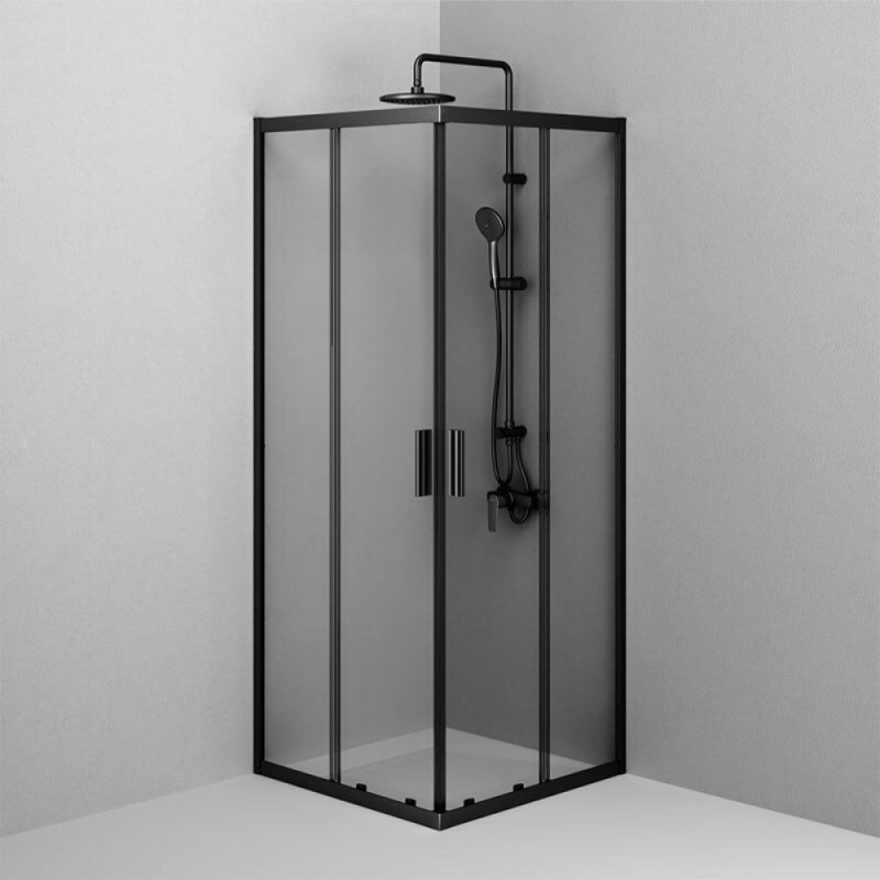Душевой уголок Am.Pm Gem W90G-403-8080-BT, 80 x 80 см, стекло прозрачное, профиль черный матовый