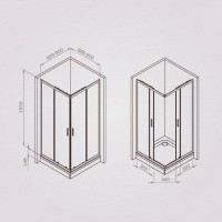 Душевой уголок Am.Pm Gem W90G-403-9090BT, 90 x 90 см, стекло прозрачное, профиль черный матовый