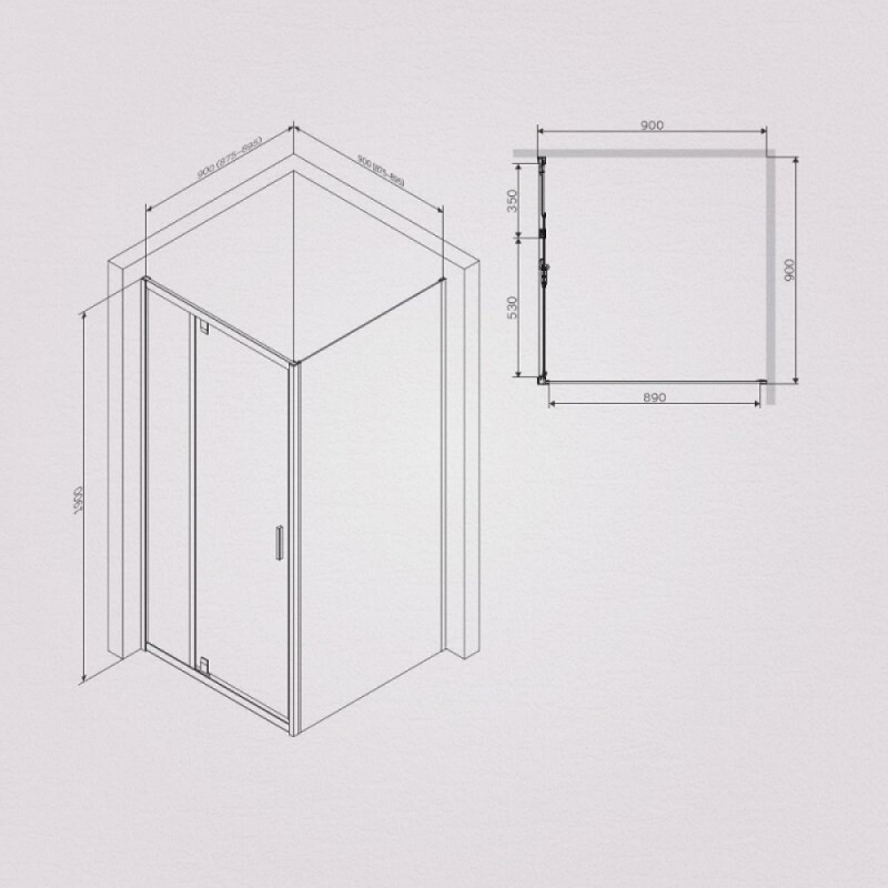 Душевой уголок Am.Pm Gem W90G-404-090MT, 90 x 90 см, стекло прозрачное, профиль хром