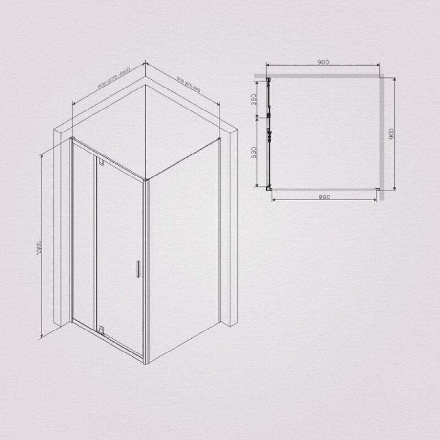 Душевой уголок Am.Pm Gem W90G-404-090MT, 90 x 90 см, стекло прозрачное, профиль хром