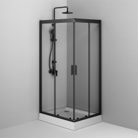 Душевой уголок Am.Pm Gem 100 х 80 см, профиль черный матовый, стекло прозрачное, W90G-404-100280-BT