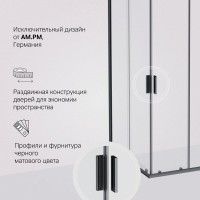Душевой уголок Am.Pm Gem 100 х 80 см, профиль черный матовый, стекло прозрачное, W90G-404-100280-BT