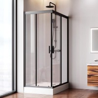 Душевой уголок Am.Pm Gem 120 х 80 см, профиль черный матовый, стекло прозрачное, W90G-404-120280-BT