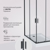 Душевой уголок Am.Pm Gem 120 х 80 см, профиль черный матовый, стекло прозрачное, W90G-404-120280-BT