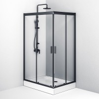 Душевой уголок Am.Pm Gem 120 х 90 см, профиль черный матовый, стекло прозрачное, W90G-404-120290-BT
