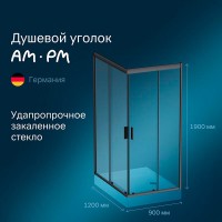 Душевой уголок Am.Pm Gem 120 х 90 см, профиль черный матовый, стекло прозрачное, W90G-404-120290-BT
