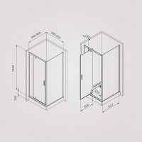 Душевой уголок Am.Pm Gem W90G-404-9090-BT, 90 x 90 см, стекло прозрачное, профиль черный матовый