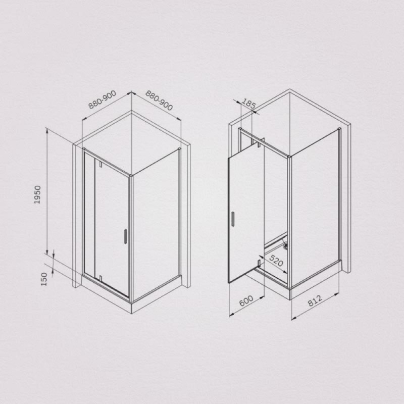 Душевой уголок Am.Pm Gem W90G-404-9090-BT, 90 x 90 см, стекло прозрачное, профиль черный матовый