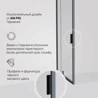 Душевой уголок Am.Pm Gem W90G-404-9090-BT, 90 x 90 см, стекло прозрачное, профиль черный матовый