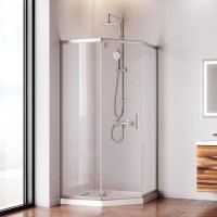 Душевой уголок Am.Pm Gem 5-corner Pivot, 90 х 90 см, профиль матовый хром, стекло прозрачное, W90G-405-090MT