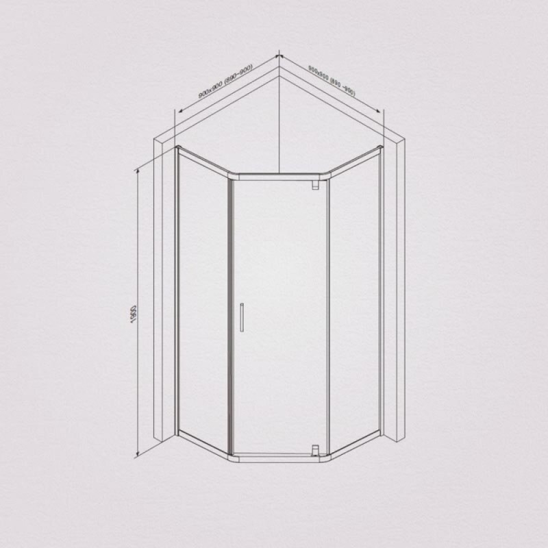 Душевой уголок Am.Pm Gem 5-corner Pivot, 90 х 90 см, профиль матовый хром, стекло прозрачное, W90G-405-090MT