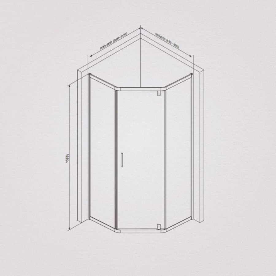 Душевой уголок Am.Pm Gem 5-corner Pivot, 90 х 90 см, профиль матовый хром, стекло прозрачное, W90G-405-090MT
