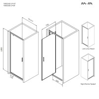 Душевая дверь в нишу Am.Pm Gem W90G-80-1P-BT, 80 см, распашная, стекло прозрачное, профиль черный матовый