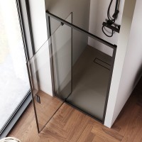 Душевая дверь в нишу Am.Pm Gem W90G-80-1P-BT, 80 см, распашная, стекло прозрачное, профиль черный матовый