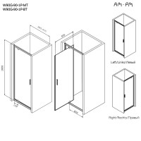 Душевая дверь в нишу Am.Pm Gem W90G-90-1P-BT, 90 см, распашная, стекло прозрачное, профиль черный матовый