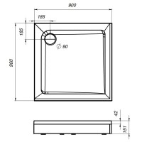 Душевой поддон Am.Pm Gem 90 x 90 см, W90T-403-090W