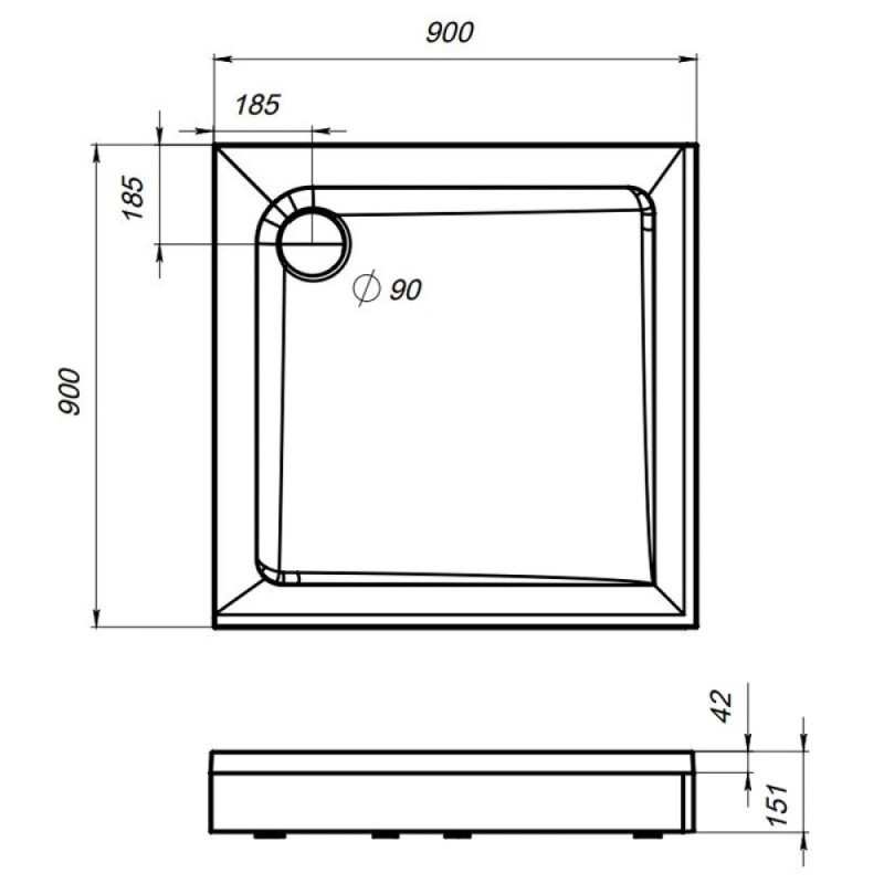 Душевой поддон Am.Pm Gem 90 x 90 см, W90T-403-090W