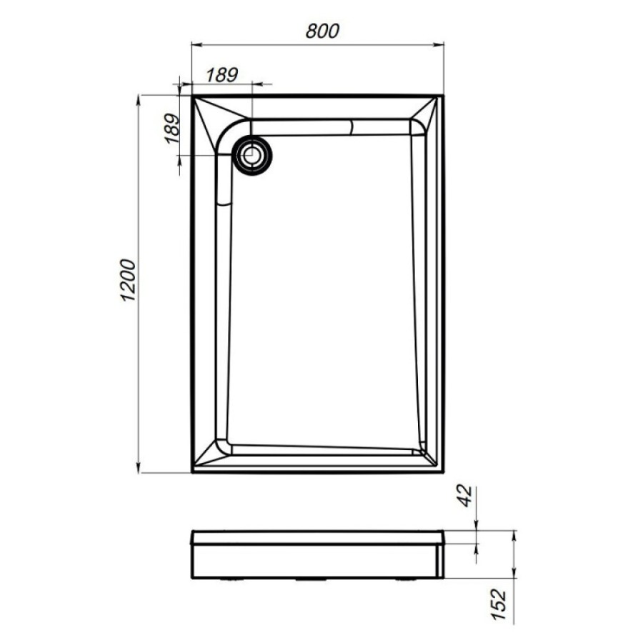 Душевой поддон Am.Pm Gem 120 x 80см, с сифоном, белый, W90T-404-12080W
