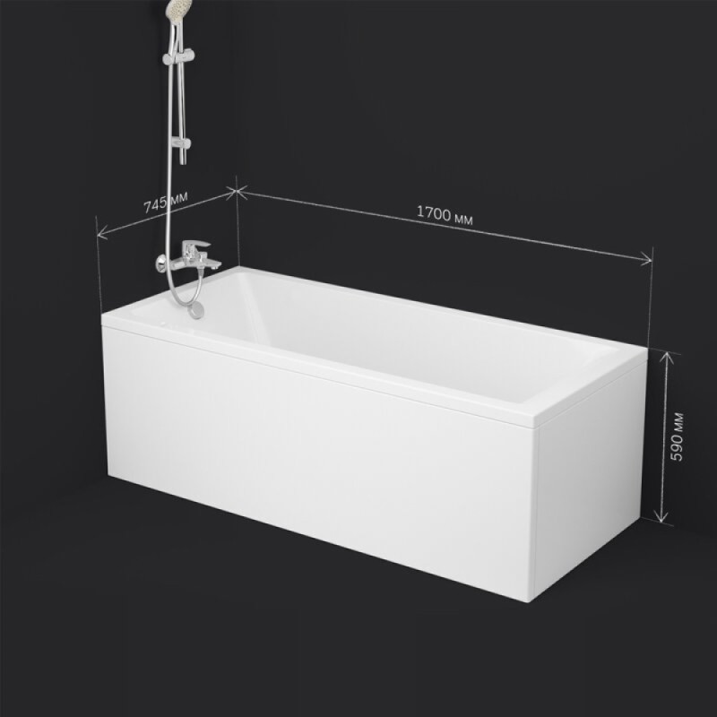 Акриловая ванна Am.Pm Gem 170 x 75 см, белый, W93A-170-075W-A