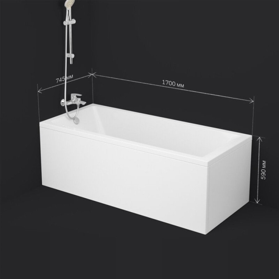 Акриловая ванна Am.Pm Gem 170 x 75 см, белый, W93A-170-075W-A