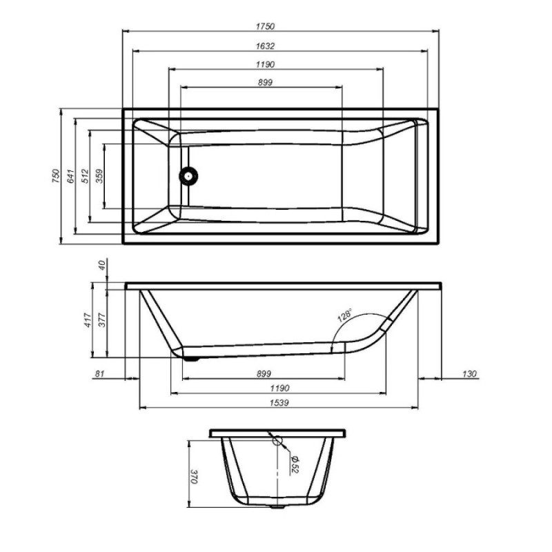 Акриловая ванна Am.Pm Gem W93A-175-075W-A, 175 x 75 см, белая