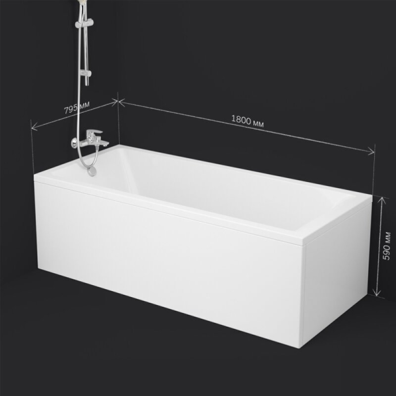 Акриловая ванна Am.Pm Gem 180 x 80 см, белый, W93A-180-080W-A