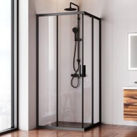 Душевой уголок Gem S Square, 90 x 90 см, высота 200 см, стекло прозрачное, профиль черный матовый, W93G-403-090BT