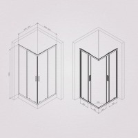 Душевой уголок Gem S Square, 90 x 90 см, высота 200 см, стекло прозрачное, профиль черный матовый, W93G-403-090BT