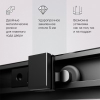 Душевой уголок Am.Pm Gem S Square, 100 x 80 см, высота 200 см, стекло прозрачное, профиль черный матовый, W93G-404-100280-BT