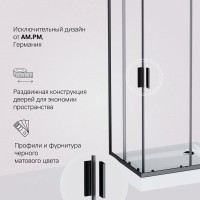 Душевой уголок Am.Pm Gem S Square, 100 x 80 см, высота 200 см, стекло прозрачное, профиль черный матовый, W93G-404-100280-BT