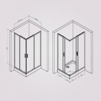 Душевой уголок Am.Pm Gem S Square, 100 x 80 см, высота 200 см, стекло прозрачное, профиль черный матовый, W93G-404-100280-BT