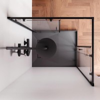 Душевой уголок Am.Pm Gem S Square, 100 x 80 см, высота 200 см, стекло прозрачное, профиль черный матовый, W93G-404-100280-BT