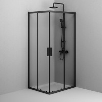 Душевой уголок Am.Pm Gem S Square, 100 x 80 см, высота 200 см, стекло прозрачное, профиль черный матовый, W93G-404-100280-BT