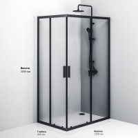 Душевой уголок Gem S Twin Slide, 120 x 80 см, высота 200 см, стекло прозрачное, профиль черный матовый, W93G-404-120280-BT