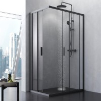 Душевой уголок Gem S Twin Slide, 120 x 80 см, высота 200 см, стекло прозрачное, профиль черный матовый, W93G-404-120280-BT