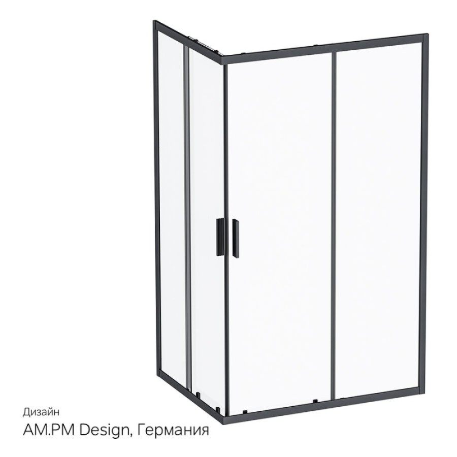Душевой уголок Am. Pm Gem S Twin Slide, 120 x 90 см, высота 200 см, стекло прозрачное, профиль черный матовый, W93G-404-120290-BT