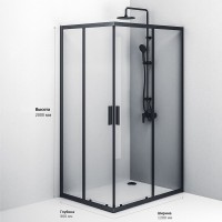 Душевой уголок Am. Pm Gem S Twin Slide, 120 x 90 см, высота 200 см, стекло прозрачное, профиль черный матовый, W93G-404-120290-BT